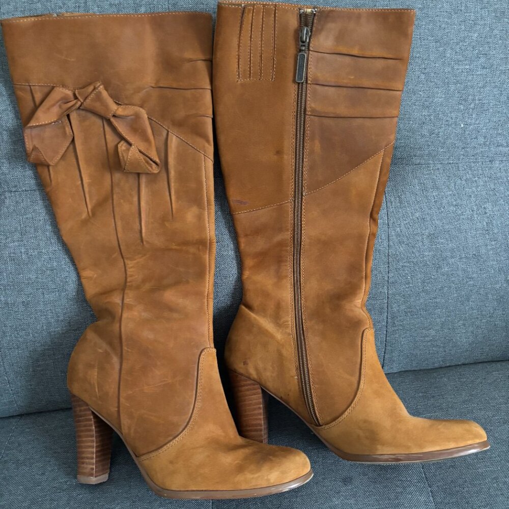 Seychelles Suede Heeled Boots with Bow Detail